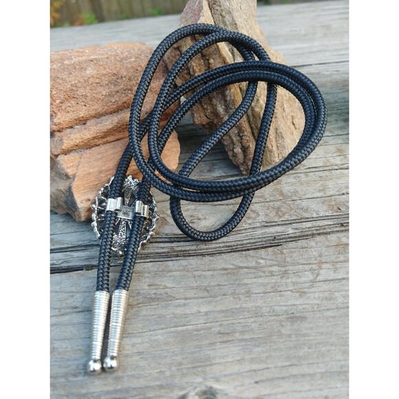 Handcrafted Absract Swirled Bolo Tie, Filigree Western String Tie - Picture 8 of 10